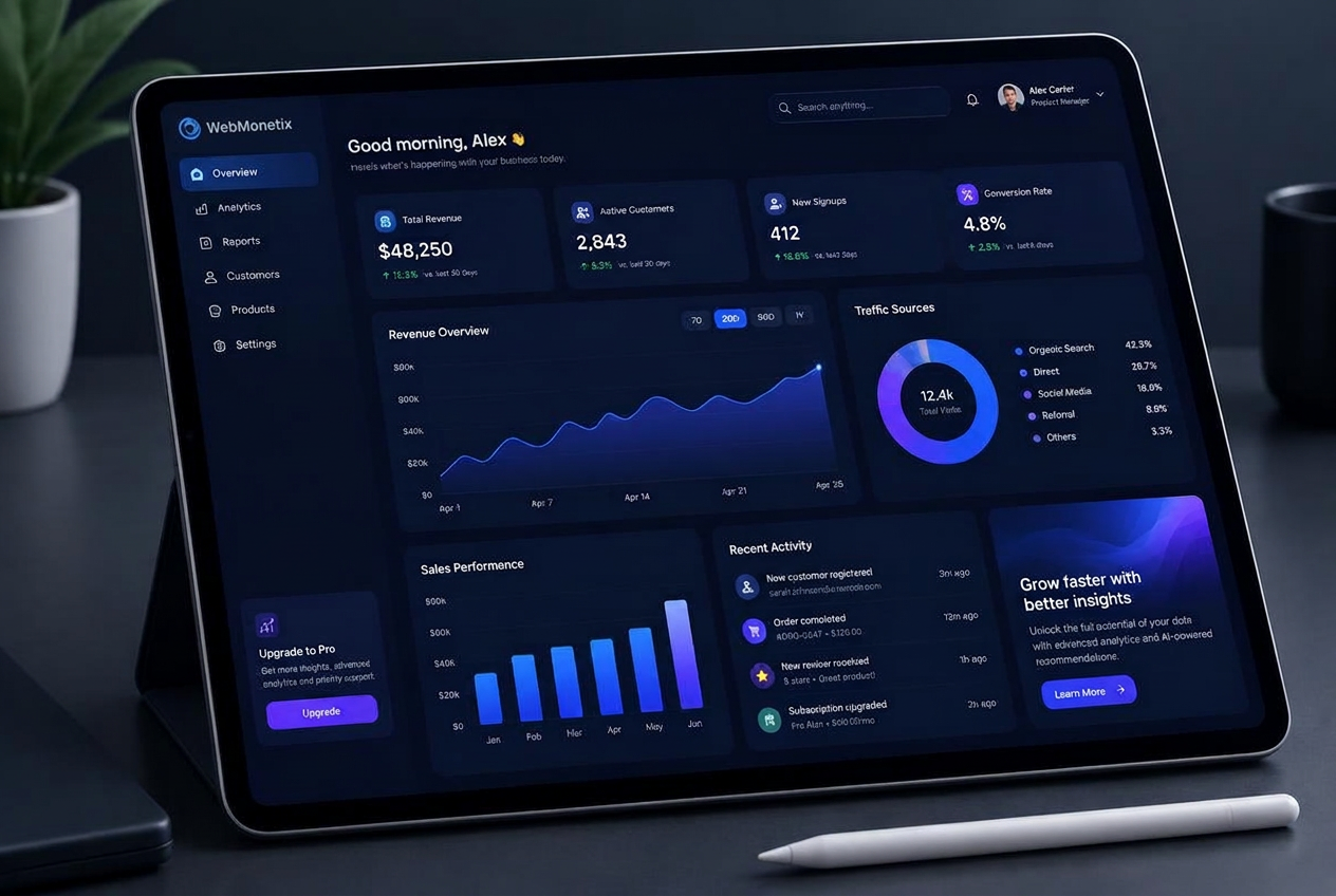 Analytics Dashboard Concept — Web Applications project preview by WebMonetix