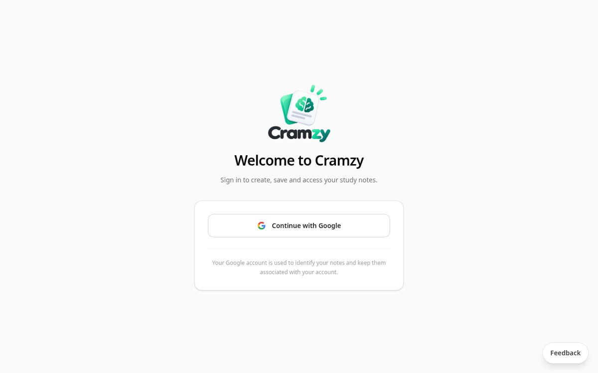 Cramzy — AI Study Notes — Web Applications project preview by WebMonetix