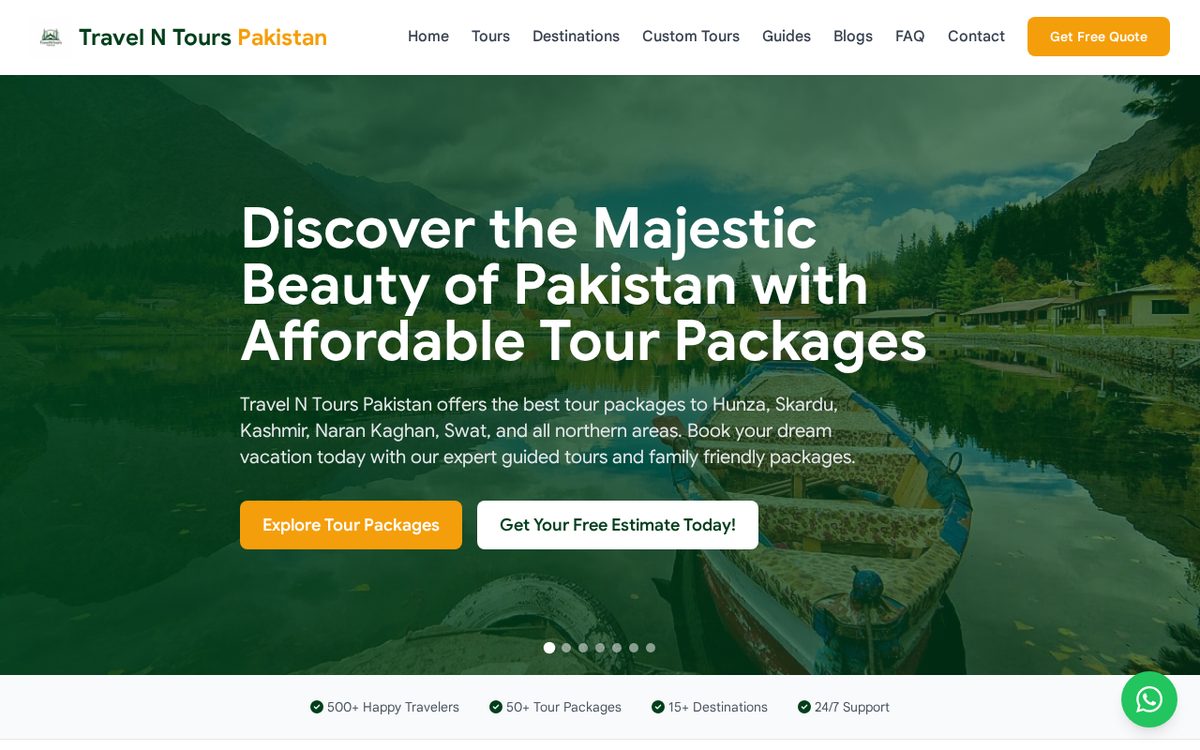 Travel N Tours Pakistan — Business Websites project preview by WebMonetix